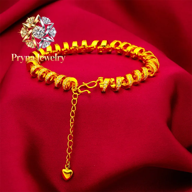 

Pryna Jewelry Spring Bracelet Women's 24K Gold AU999 - Wrist-slimming spring chain, minimalist highlight, for outings and parti