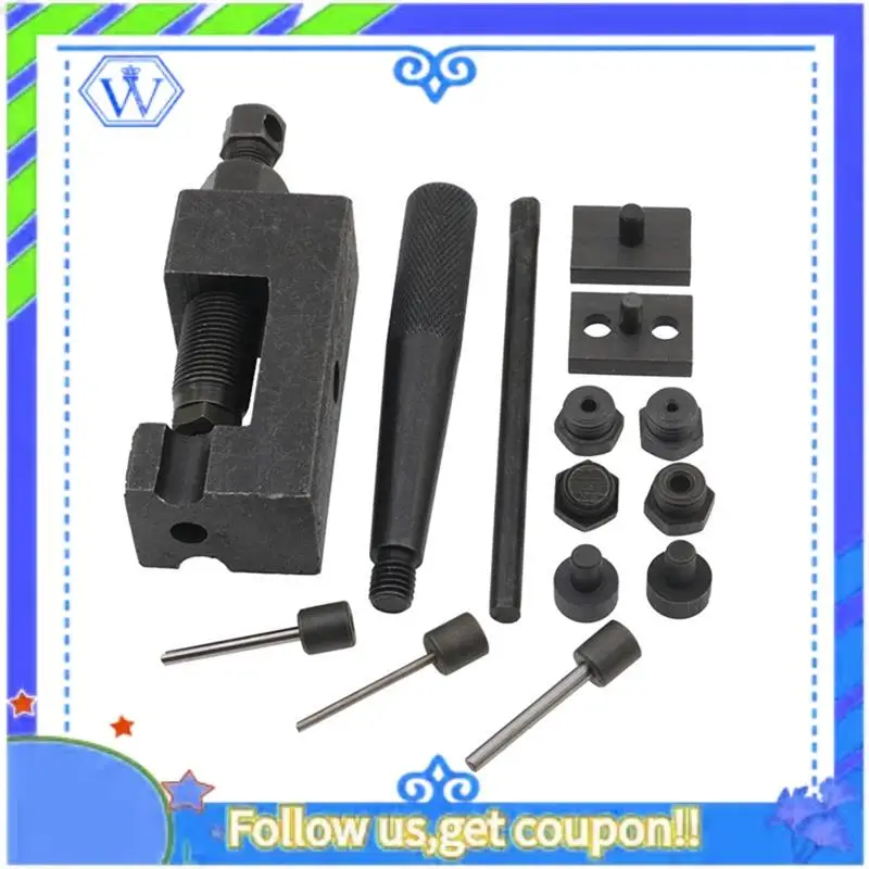 M46K-دراجة نارية سلسلة قواطع أداة التثبيت 6 دبابيس سلسلة القاطع المبرشم الدراجة سلسلة دبوس الصحافة مقبض ل 415/420/428/520/525