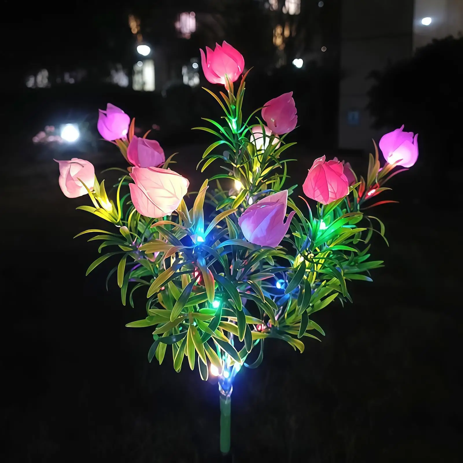 Solar Flower Lights LED Realistic Gardenia Decorative Waterproof Solar Decorative Lights Outdoor for Patio Garden Balcony Flower