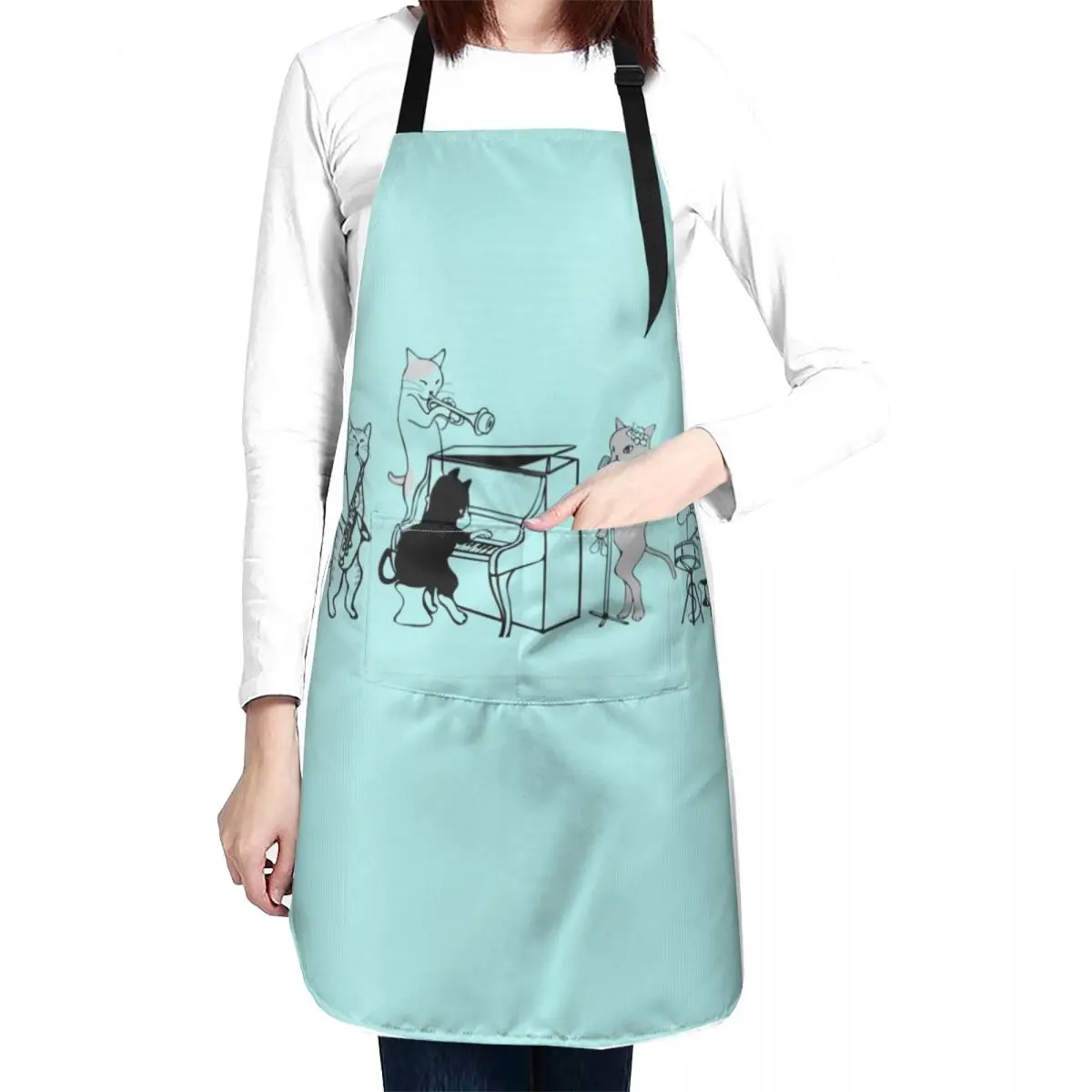 Cool Jazz Cats Apron Utensils For Kitchen Women's Dress Kitchen Supplies Kitchen Accessories 2022 Apron