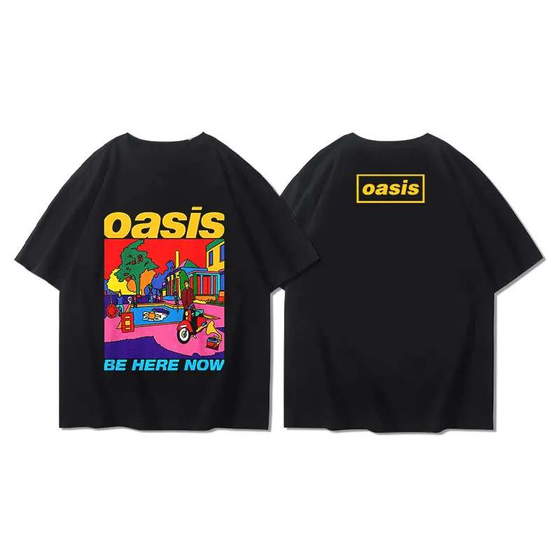 Camiseta OASIS LIVE 25 "واحة الموسيقى جولة حول العالم المحملة بالتأكيد ربما الذكرى الجرافيك تي شيرت القطن الخالص الصيف Y2k الملابس