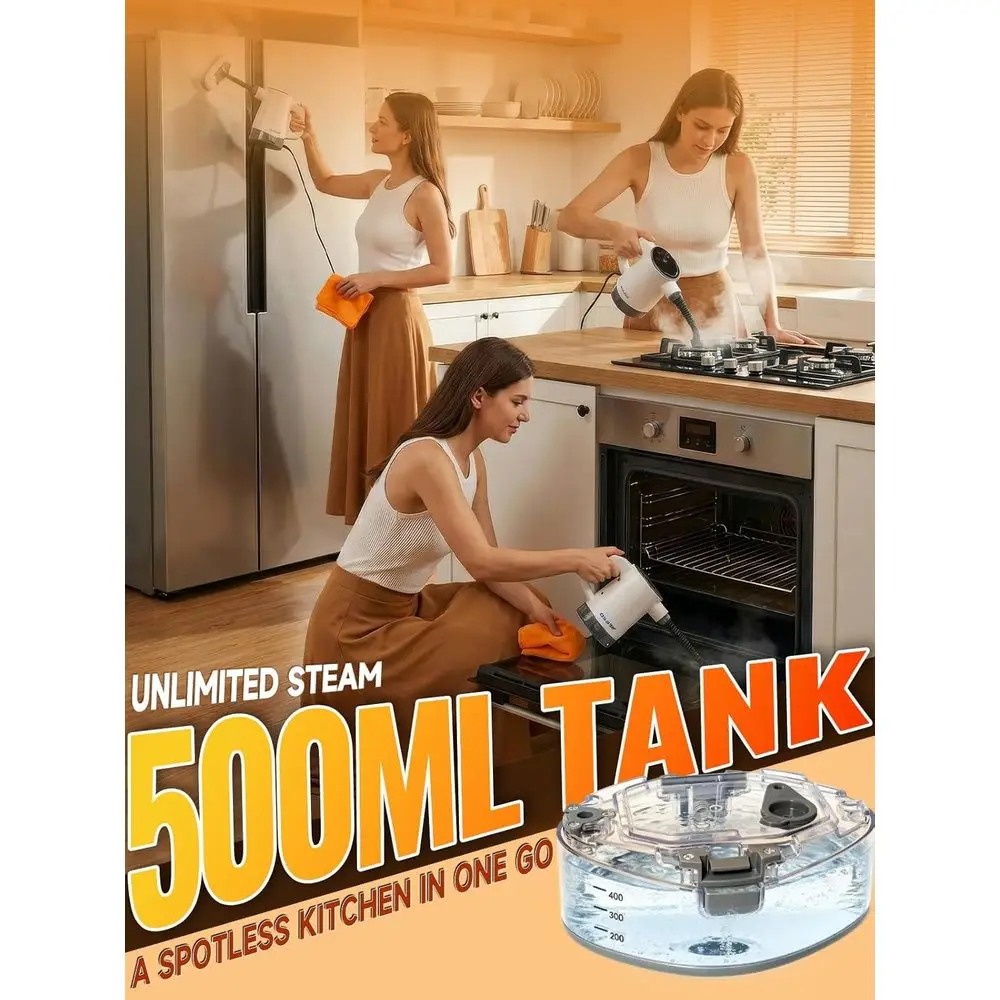 Handheld Steam Cleaner with Quick Heat, Dual Power & Self-Clean, Multi-Surface Steamer for Kitchen, Bathroom, Car