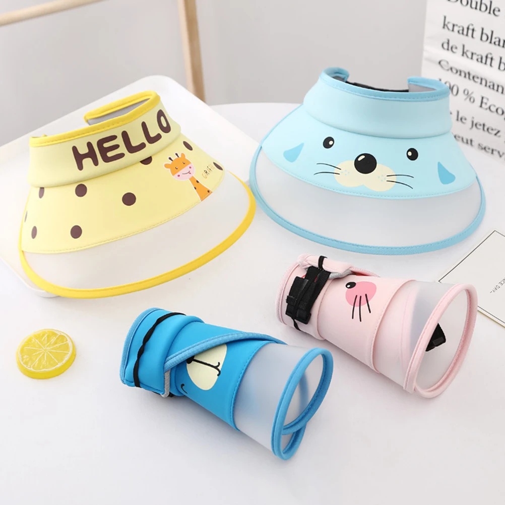 

Children Big Sun Protection Hat Adjustable Empty Visor Cap Soft Foldable Beach Summer Camp Gift For Kids Light Blue 52Cm