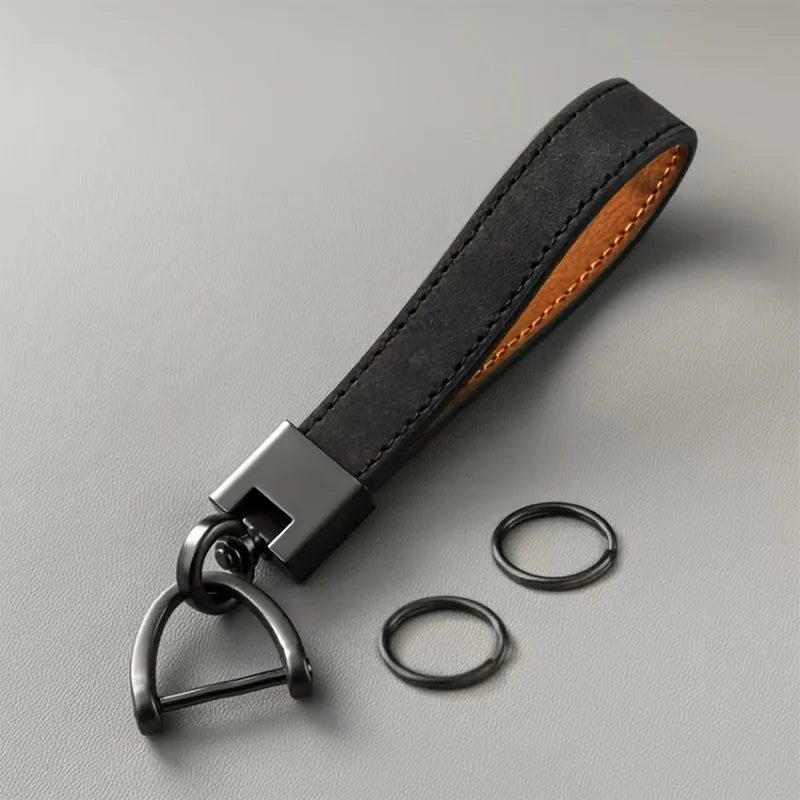 1 سلسلة مفاتيح سيارة أنيقة ومتينة مع ملحقات مفاتيح اختيارية متعددة، جلد مقلد، سلسلة مفاتيح بلون موحد، سهلة الاستخدام #6