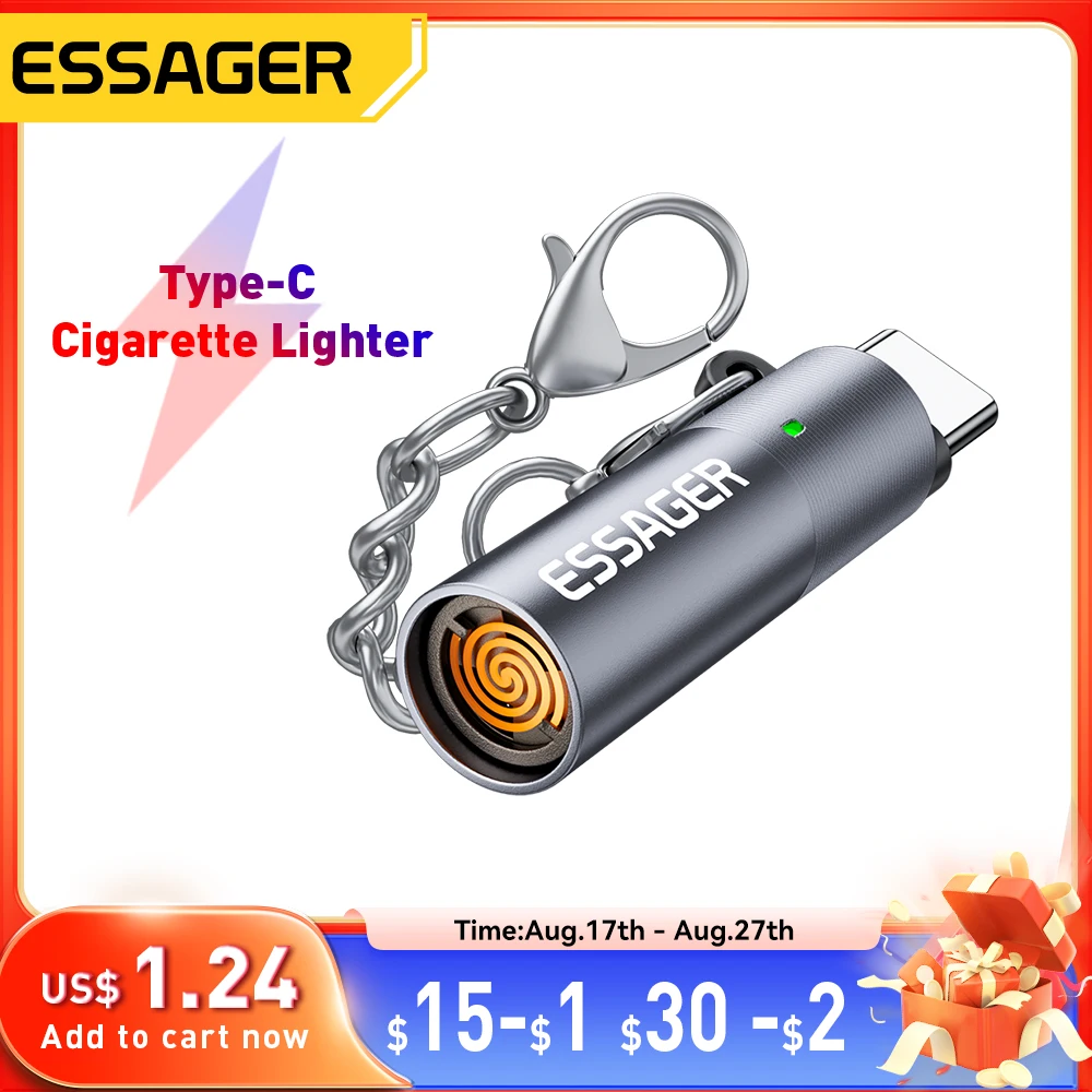 Essager USB-C Mini Lighter Tungsten Wire Blow-to-Ignite Safety for Air Travel No Flame  Auto Shut-Off Typec Cigarette Lighter