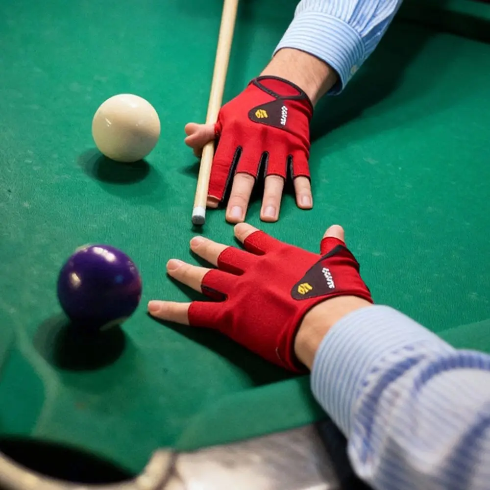 Left/Right Hand Billiards Glove Non-slip Quick-dry Half Fingers Glove Breathable Elastic Billiard Training Gloves