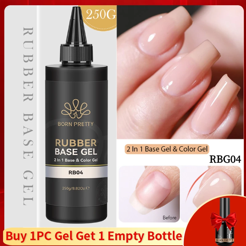 

BORN PRETTY 250g 2 In 1 Rubber Base Gel Polish Milky White Jelly Color Big Volume Soak Off Building Nail Art Construction Varnis