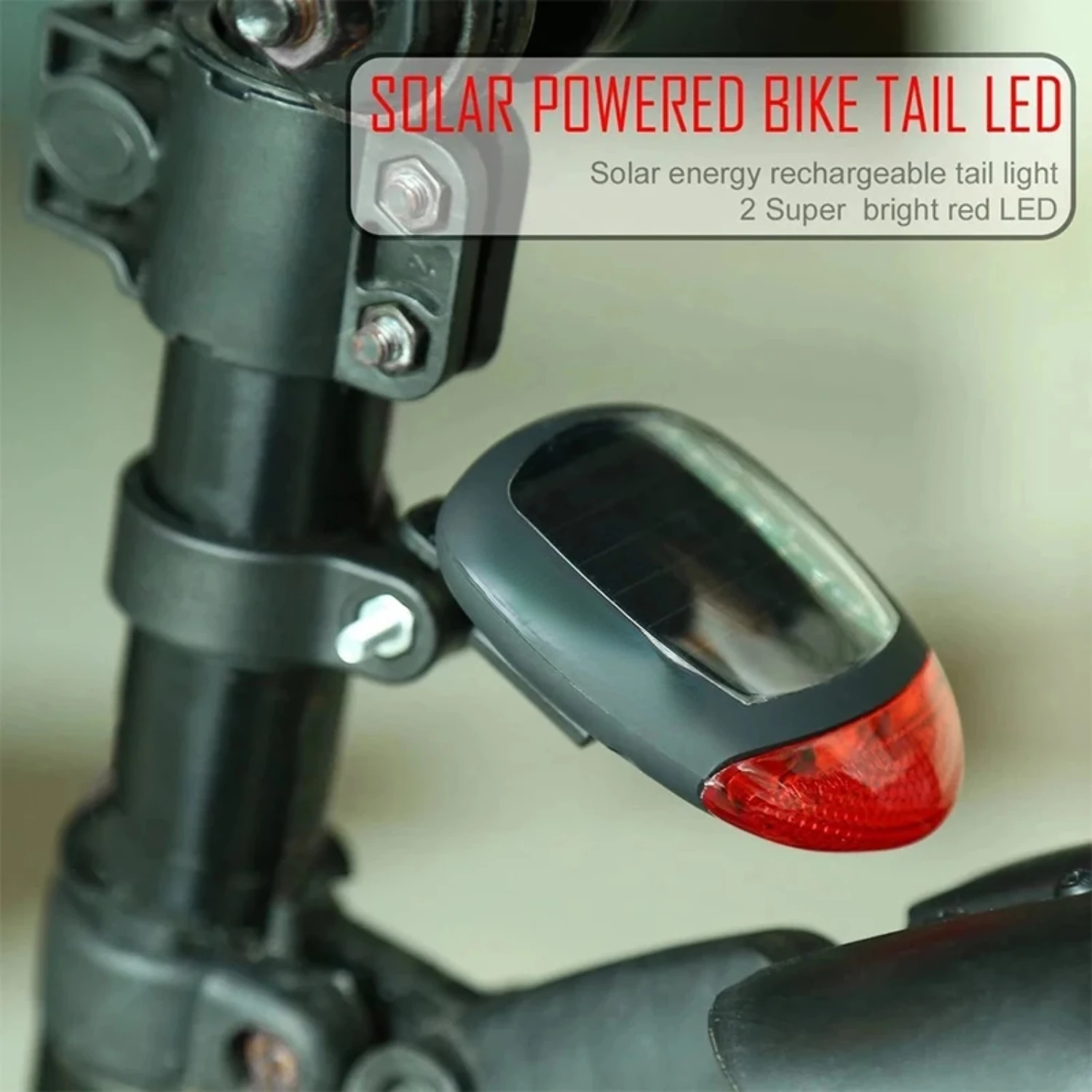 Bicycle 2  Taillight Solar Energy Cycling Rear Light Road Mountain Bike Solar Energy Tail Light Night Cycling Safety Red Lamp