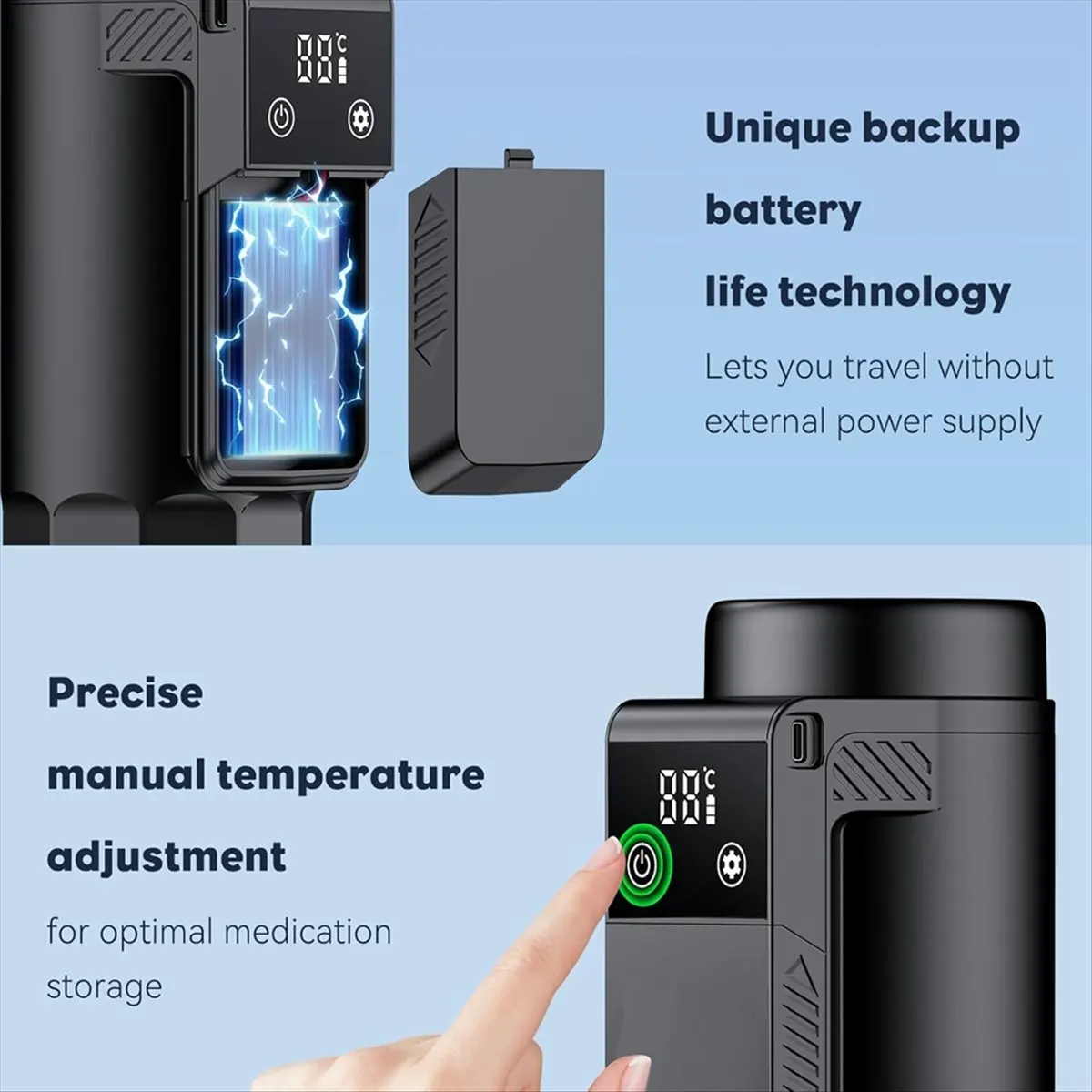 Compatible Insulin Cooler Travel Case,Portable Diabetic Medication Cooler with USB Charging & Backup Battery, Insulin At 32-64°F