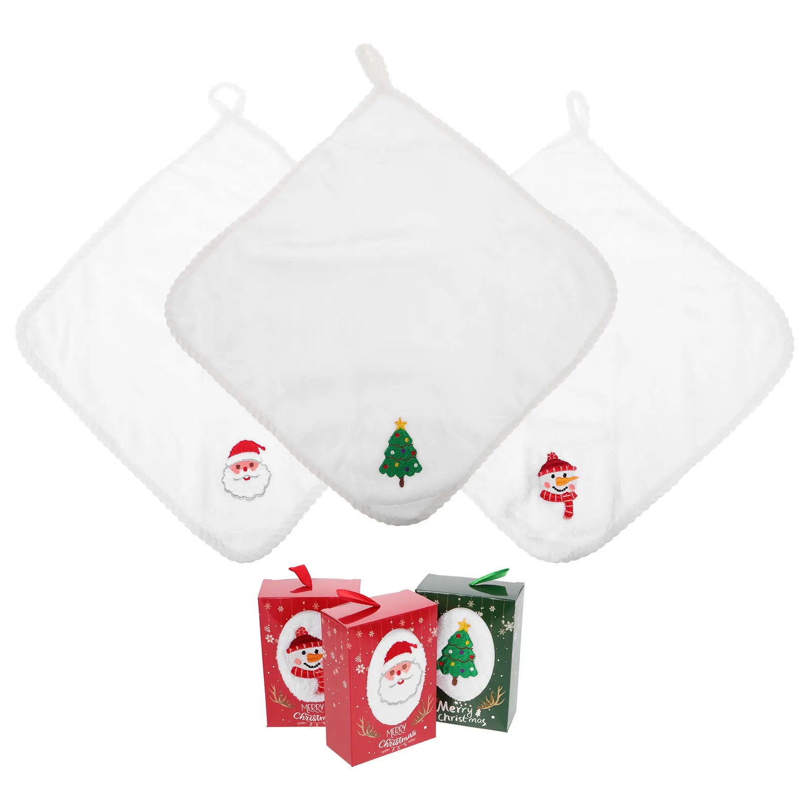 

3Pcs Christmas Hand Towels Holiday Gift Set Decorative Kitchen Bathroom Soft Small Cute Xmas Kitchen Towels Decorative Towel
