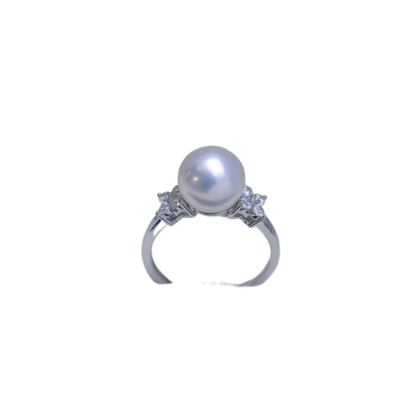 

RARE 10MM SOUTH SEA WHITE PINK ROUND PEARL RING SIZE 5-10