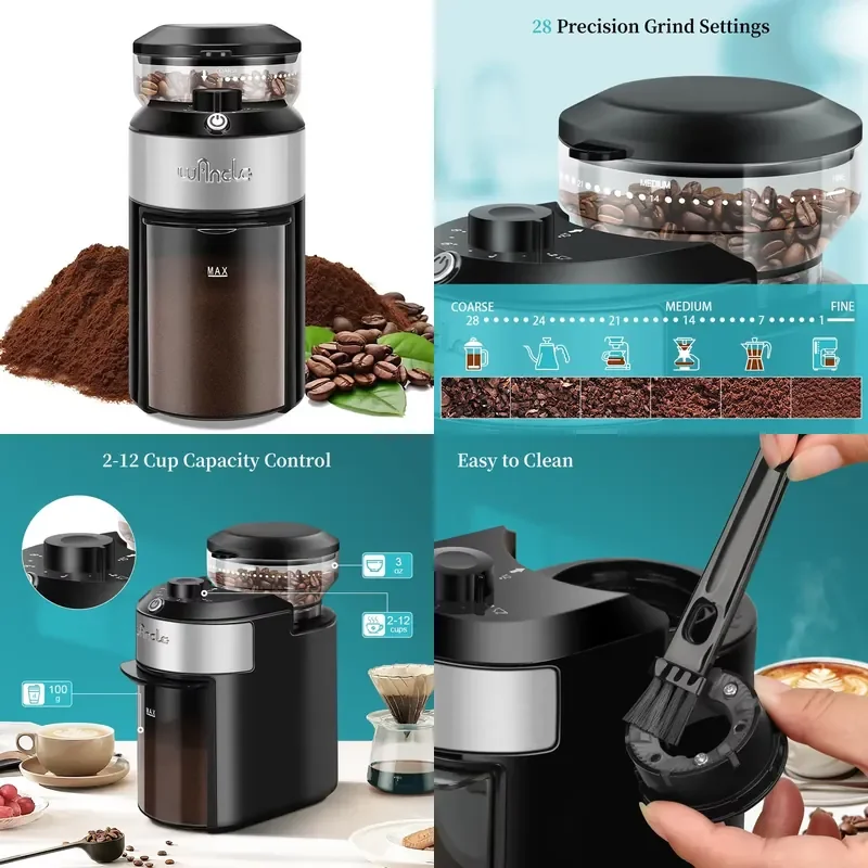 Wancle Electric Burr Coffee Grinder 28 Precise Settings Bean Mill for Espresso Drip French Press Adjustable Grind Size