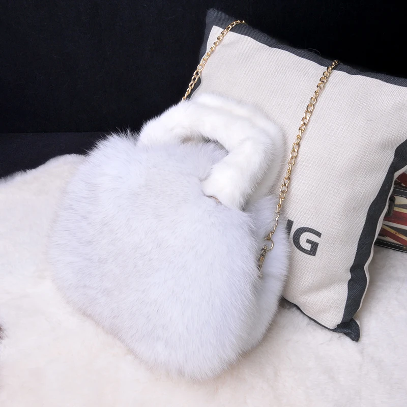 2023 new imported fox fur grass bag cross-body women's bag with mink hair portable temperament fashion versatile bag