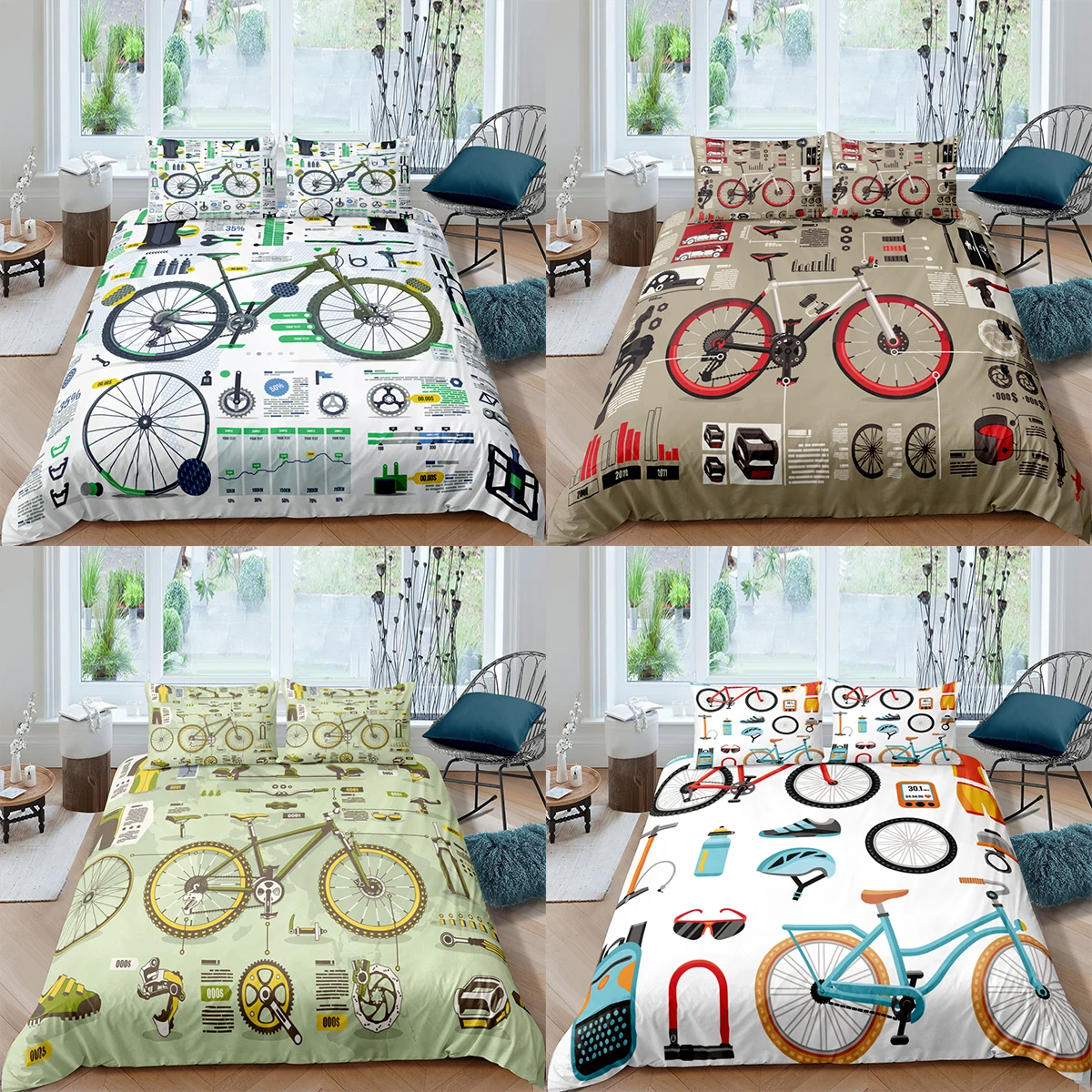 

Home Textiles Luxury 3D Bike Duvet Cover Set Pillowcase Mountain Bike Bedding Set Queen and King Size Comforter Bedding Set