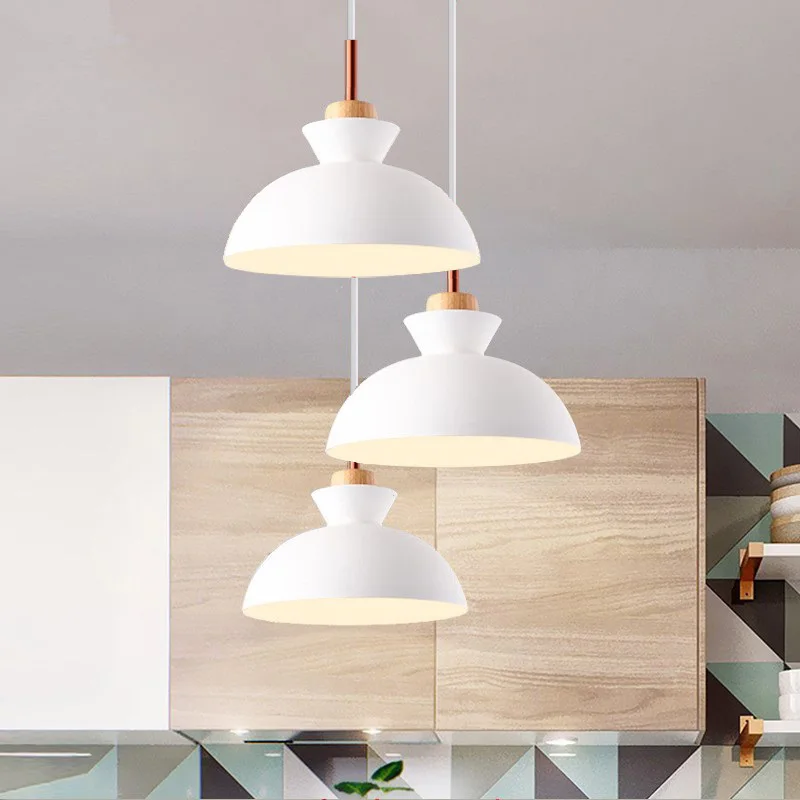 

Kitchen Pendant Light Bedroom White Lamp Dinning Room Wood Ceiling Lights Shop Lamps Hotel Modern Chandelier Lighting Free Bulb