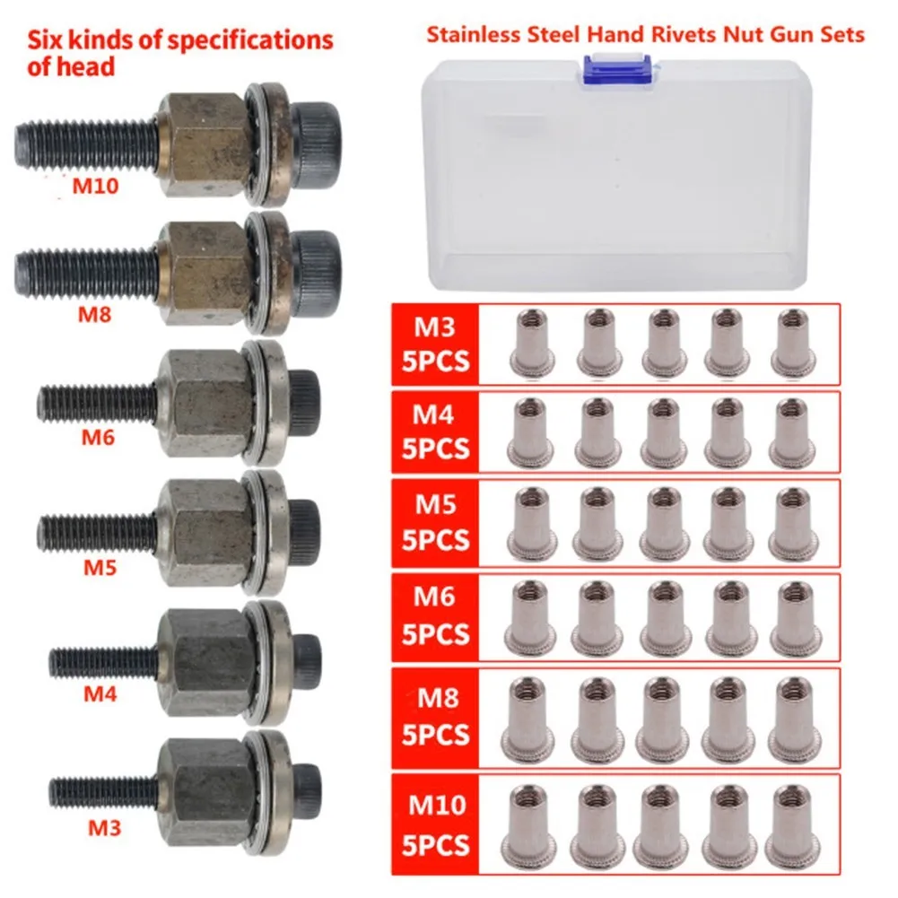 Riveter Tool Accessories Riveter Tool Premium Rivet Nut Installation Tool Complete Kit for M3 M10 Nuts and Mandrels