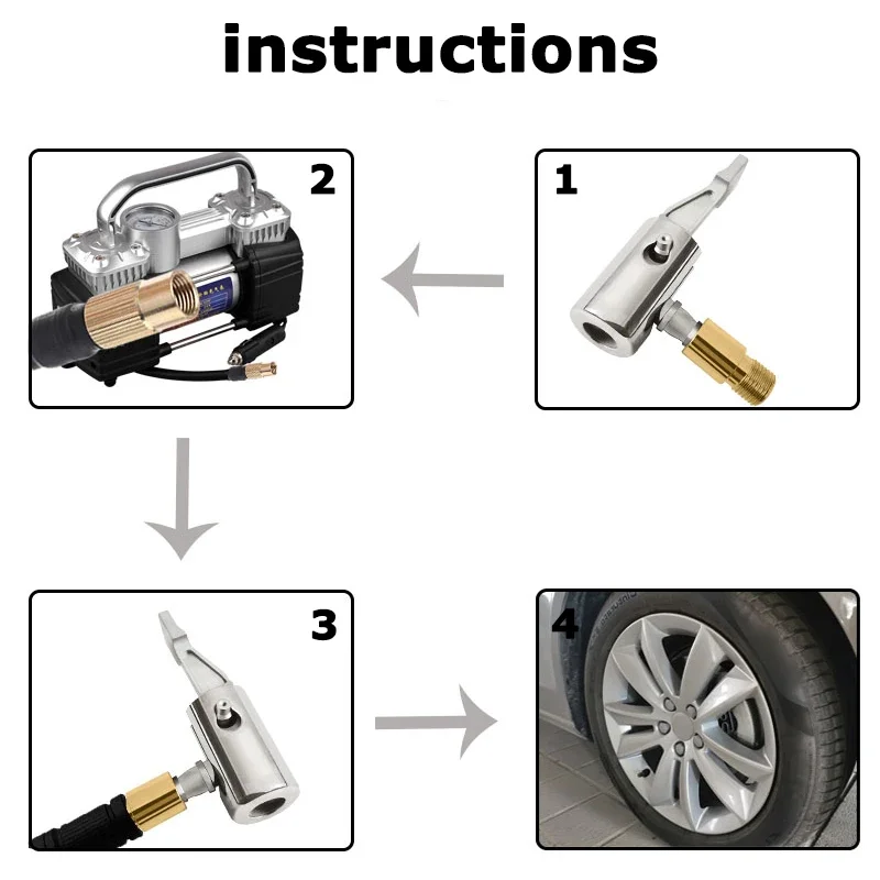 Car Tire Repair Tools Car Pump Tip Tyre Valve Clip Type Nozzle Conversion Auto Tire Inflation Valve Connector Clip-on Adapter