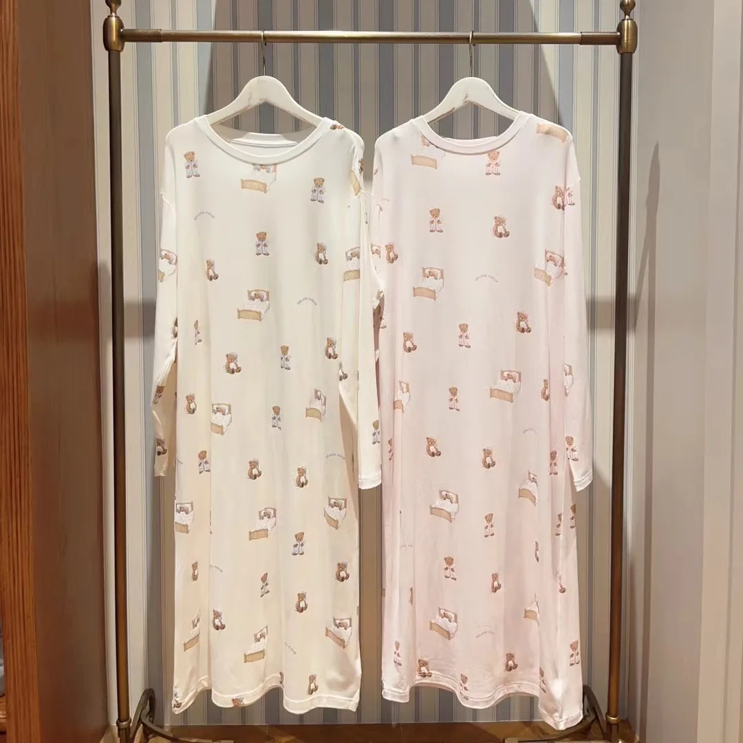 One Piece Ladies Autumn/winter Pajamas Dress Room Wear Ledies Night Gown Modal