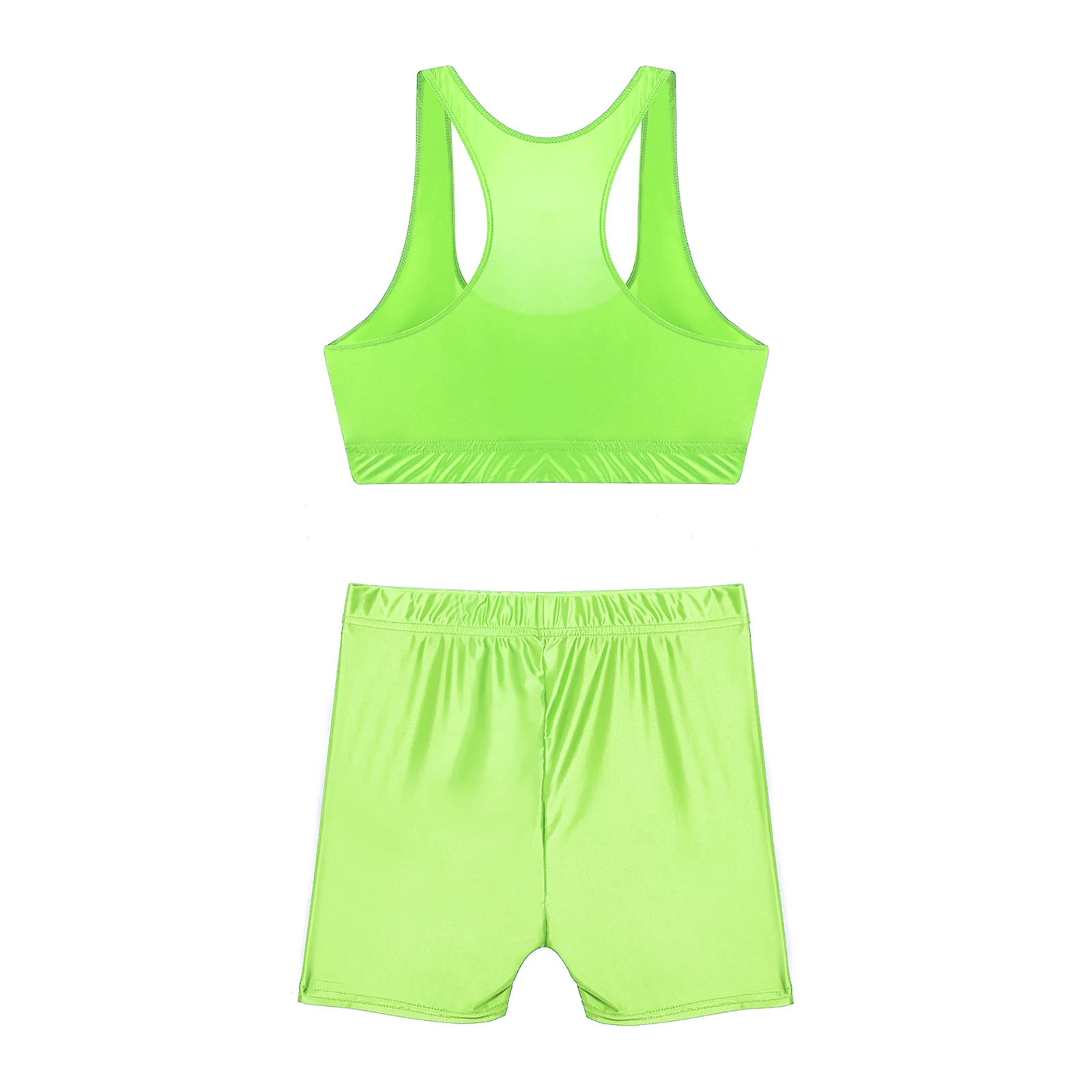 Glossy Swimwear for Woman Women Two Pieces Suits Sleeveless Tank Top with Shorts Sets Beach Bathing Fitness Gym Swimsuits Mujer