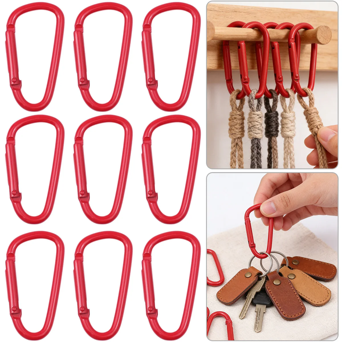 

5/10/20pcs Zinc Alloy Red Carabiner Key Chain Clip Outdoor Camping Keyring Snap Hook Water Bottle Buckle Climbing Accessories
