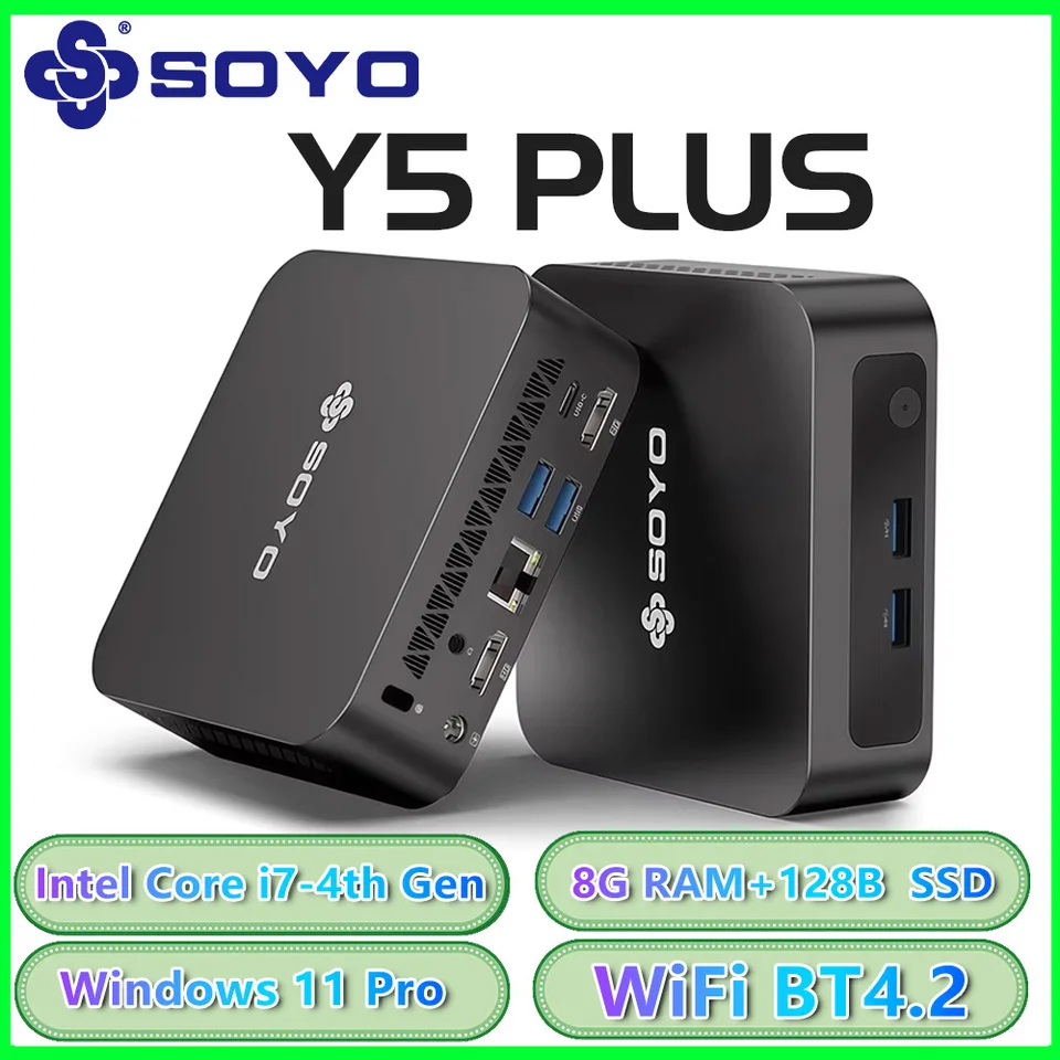 SOYO Mini PC Y5 PLUS Intel i7 4600U 8GB RAM 128GB ROM Windows 11