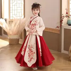 Robe de Noël japonaise et coréenne pour enfants, kimono pour filles, costume de danse des Prairies, ethnique vintage traditionnel chinois, 3 T, 10 T, 12T