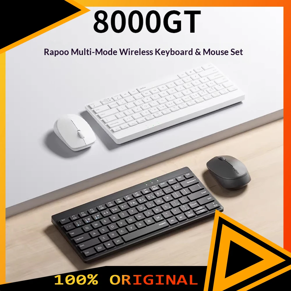 Rapoo 8000GT Wireless Keyboard Original Phase 3220 Engine 2400DPI 30IPS 10G Office Keyboard Light Tone For Pc Accessories Gifts