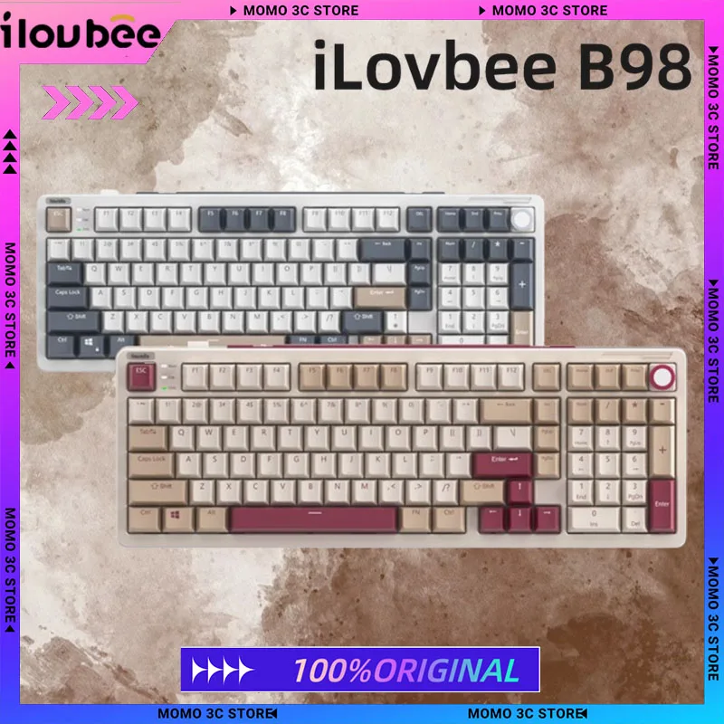 

iLovbee B98 Wireless Mechanical Keyboard Tri-Mode Hot Swap RGB QMK VIA Buletooth 2U0 Thick Resist PC Gaming Keyboard Laptop