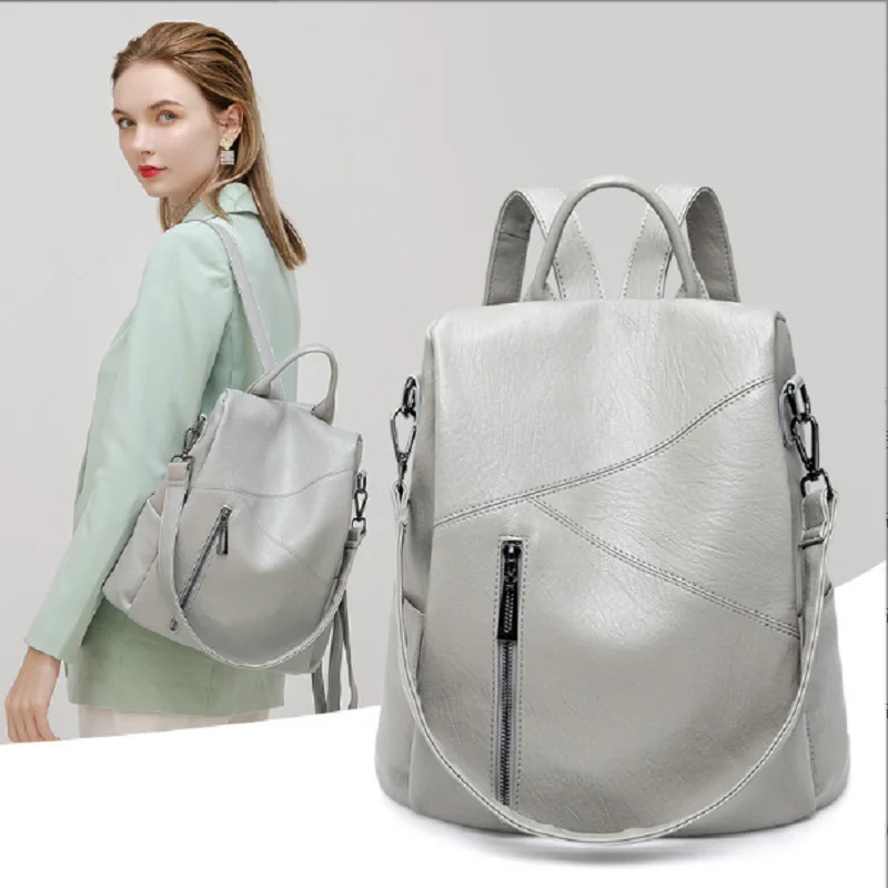 

Korean New Women's Fashion Luxury High Quality Leather Anti Theft Travel Backpacks Shoulder Bags Totes Notebook School Bag