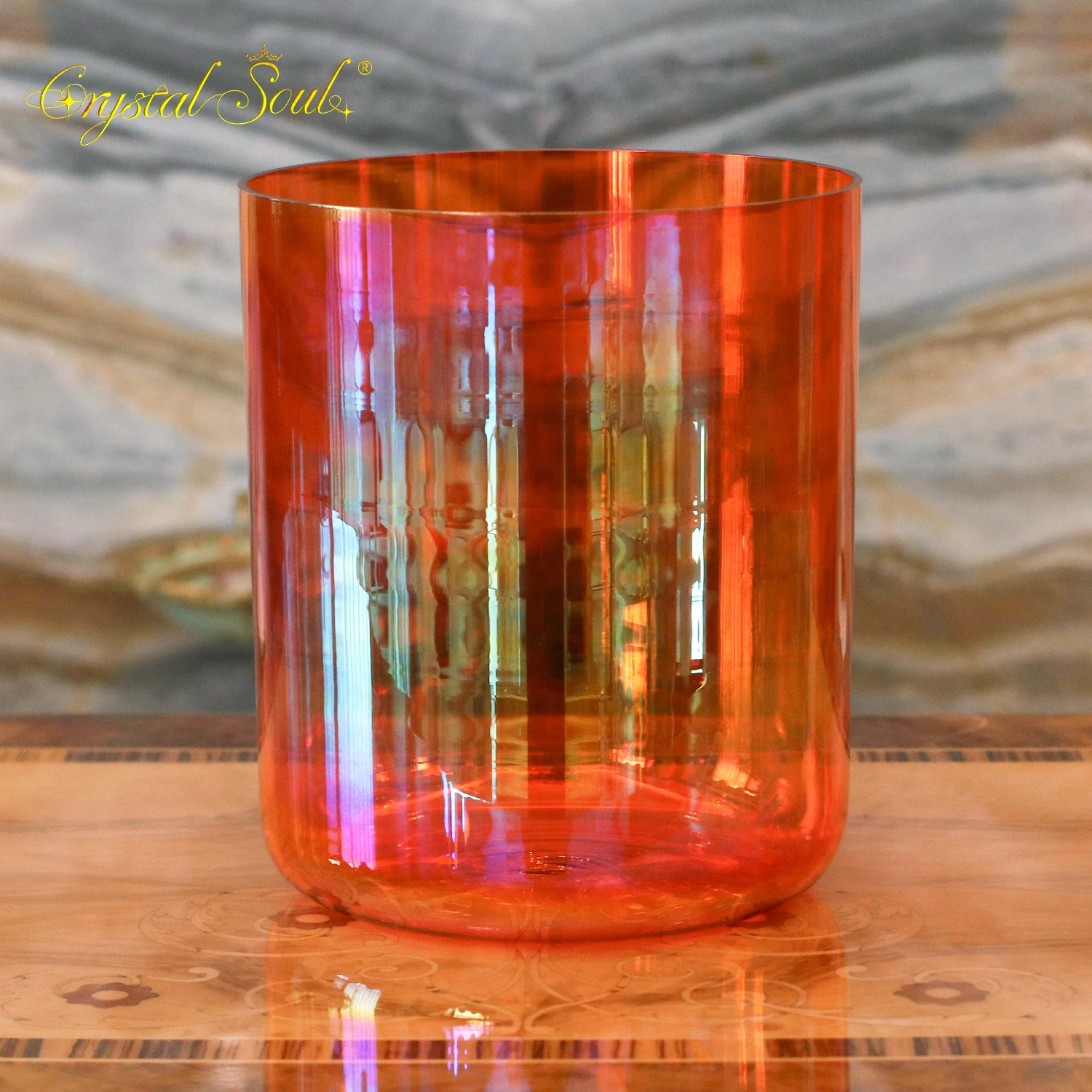 

Crystal Soul Classic Red Aurora Crystal Singing Bowl for Meditation Seven Chakra Sound Therapy Prefect Pitch
