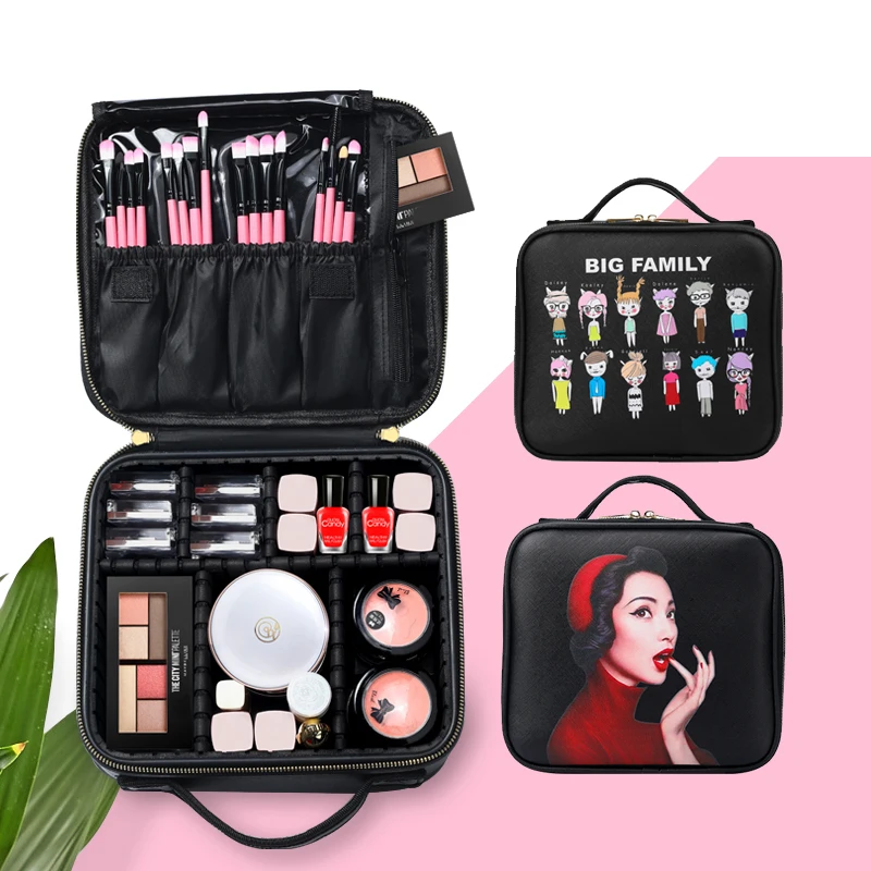 2019 New Brand Makeup Box Artist Professional Beauty Cartoon Cosmetic Case Makeup Bag Tattoo Nail Multilayer Toolbox Storage Bag