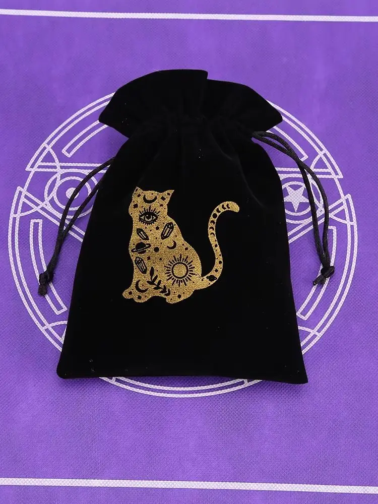 5 Stück schwarze Samtbeutel mit Kordelzug, Aufbewahrungsbeutel für Tarot-Orakelkarten, Runen, Sternbild, Wahrsagewerkzeuge, Schmuck und Würfel