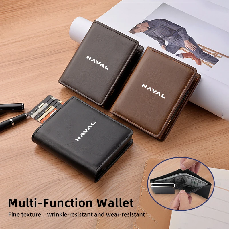 Car Men's Wallet Leather Pop-Up Card Holder Coin Purse Accessories For Great Wall Hover H3 H5 M4 H6 H7 H4 H9 F5 F7 H2S