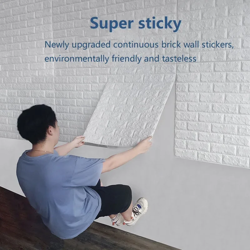 

2023 70cm*1m 3D Wallpaper Continuous Brick Texture Sticker Waterproof Wall Sticker Living Room Bedroom Wall DIY Home Decoration