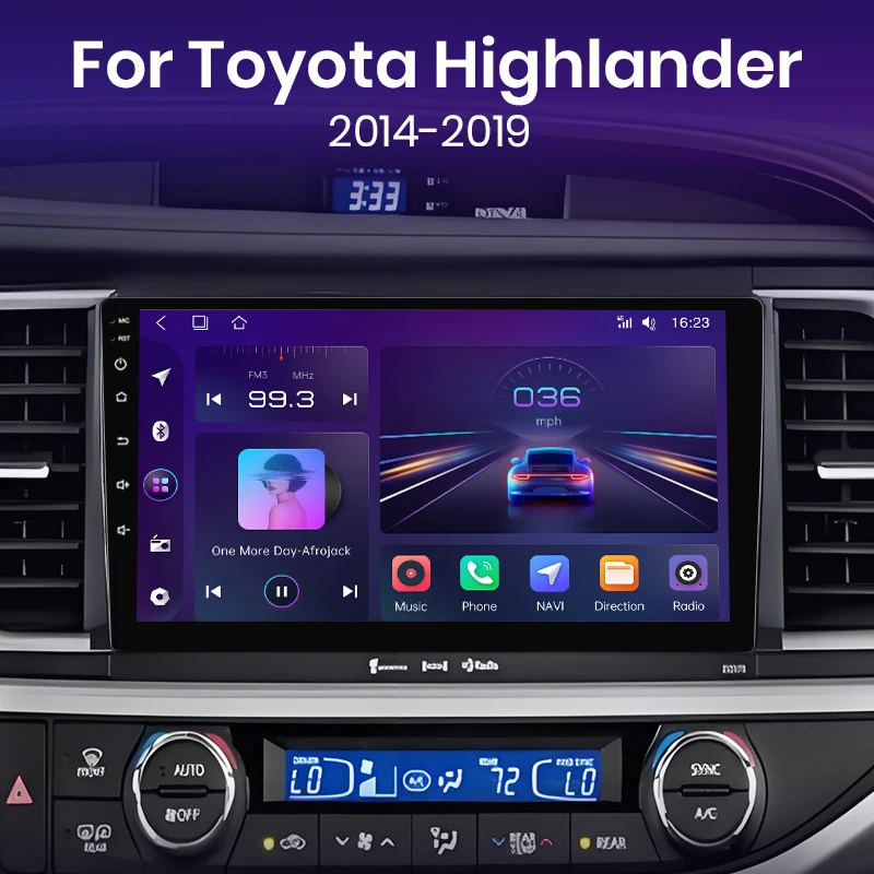 Junsun Android 15 Car Multimedia Player Touch Screen Head Unit Stereo Radio for Toyota Highlander 2014 2015 2016 2017 2018 2019 Built In Wireless Carplay Android Auto GPS Navigation Bluetooth 5.0 4G LTE 5G WiFi AI Voice Control