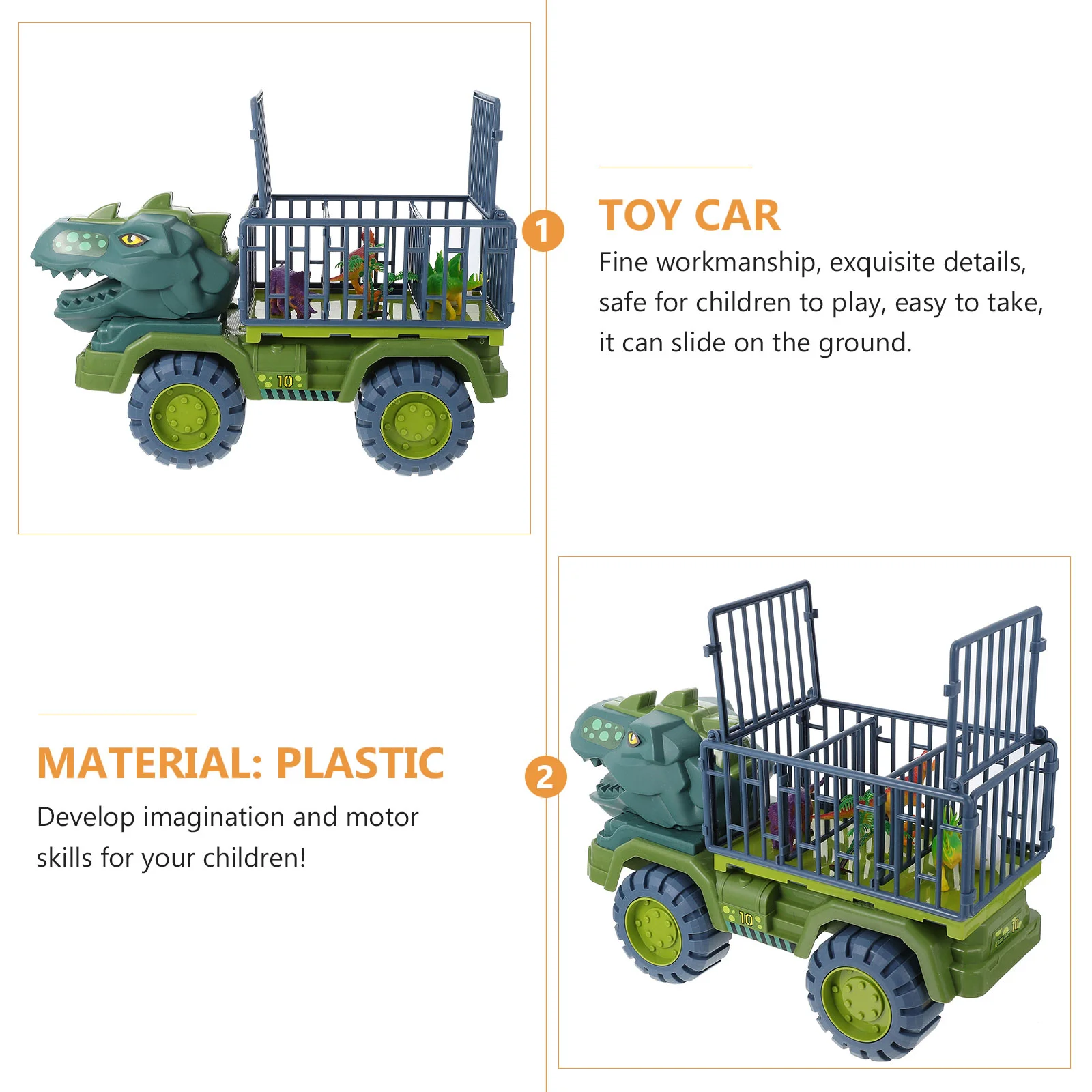 Guindaste carro dinossauro puxar para trás brinquedos infantis correndo 38x21cm caminhão de desenho animado de inércia de plástico