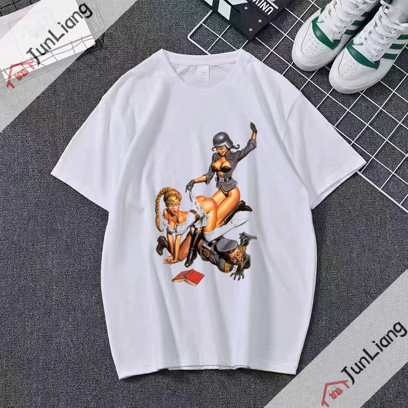 New Hengtai Waifu Lustful Sexy Predecessors Ahegao Otaku Printed T-shirt Female Male Summer Youth Trend Loose T-shirt Male