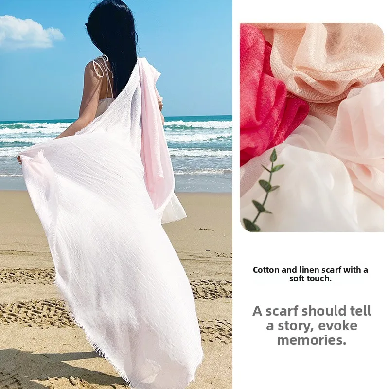 Extra Large Size Beach Scarf Desert Style White Long Shoulder Wrap Sand Beach Thin Towel JIFANPAUL Brand Winter Season Decora...