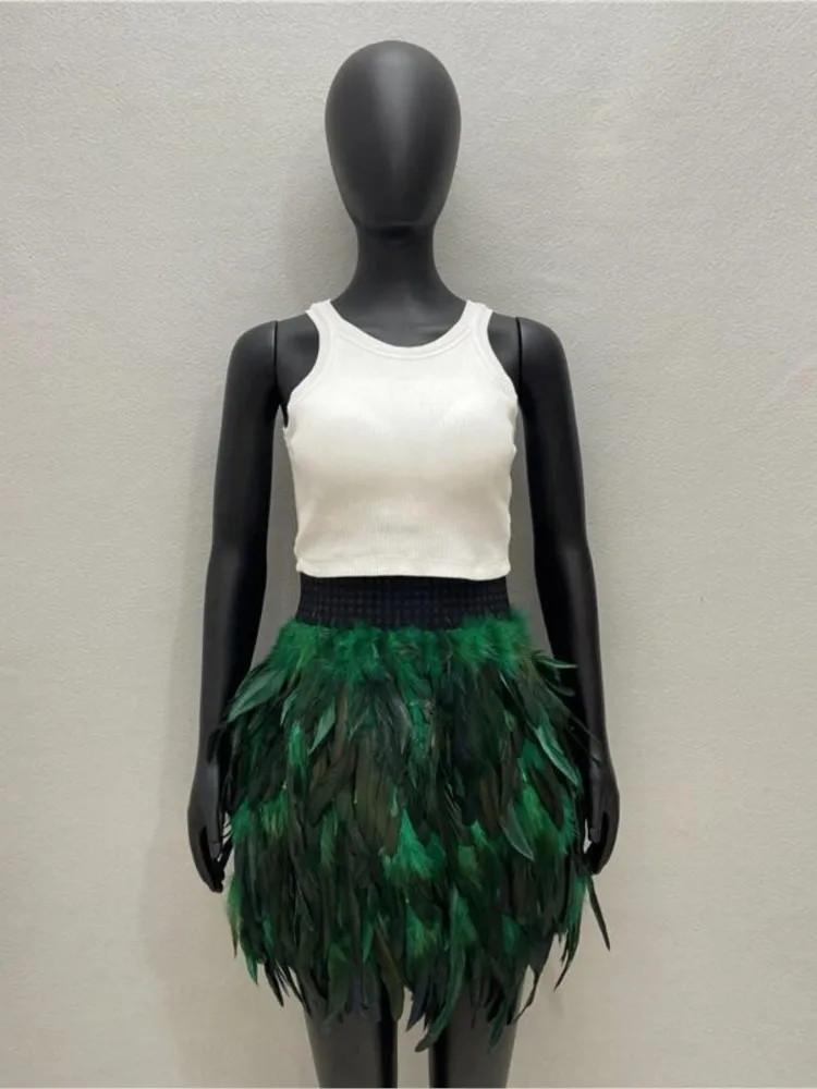 

Colorful Feather Skirt Women's Carnival Dance Performance Female Feather Short Skirt Versatile Casual Street Skirt 2026 Fashion