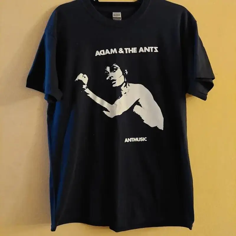 تي شيرت برسومات Adam & the Ant باللون الأسود، تي شيرت فرقة الروك البانك QT818