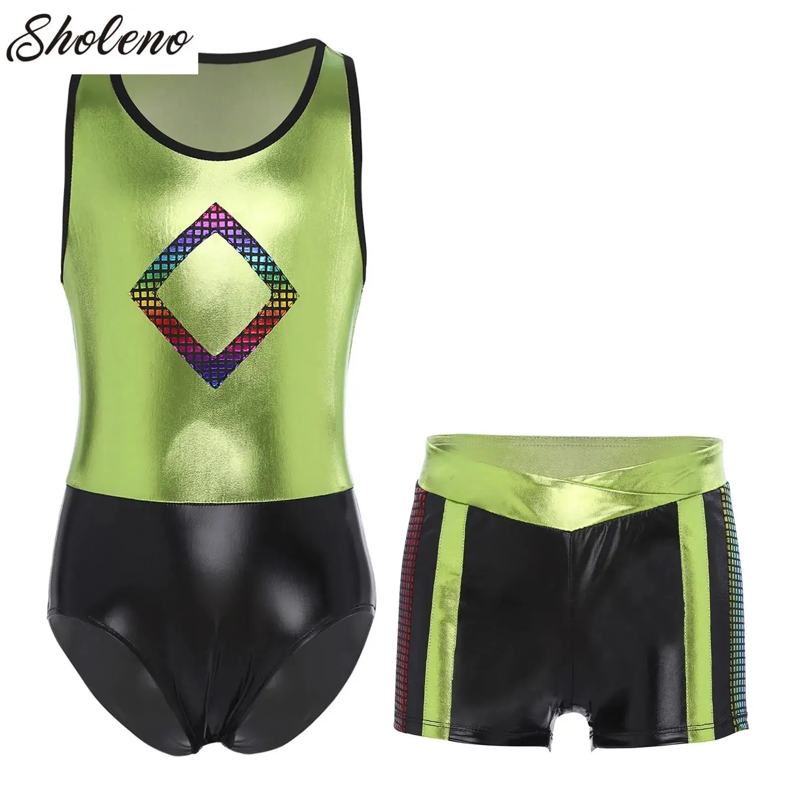 

Girls Ballet Dance Unitard Bodysuit Figure Skating Gymnastic Acrobatics Stage Performance Costume Yoga Workout Sports Clothes