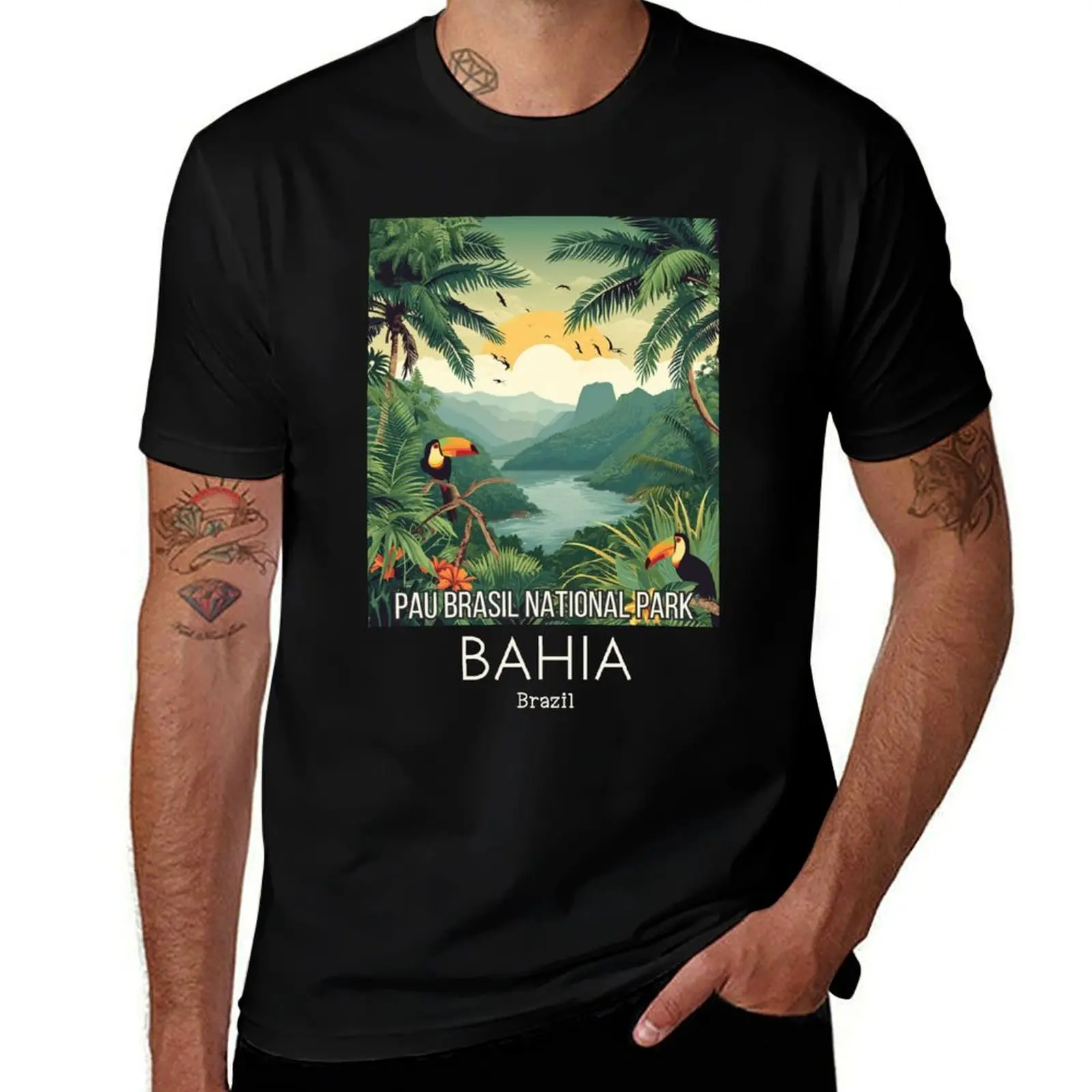 

A Vintage Travel Illustration of Pau Brasil National Park - Bahia - Brazil T-Shirt man tshirt T-Shirt