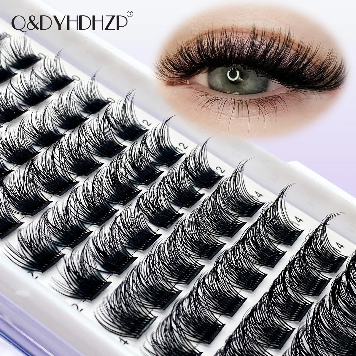 Q&D D Curl 8-16mm Mix Segment Lashes Faux Mink Handmade Natural Soft DIY At Home Eyelash Extensions Daily Wear Individual Lashes
