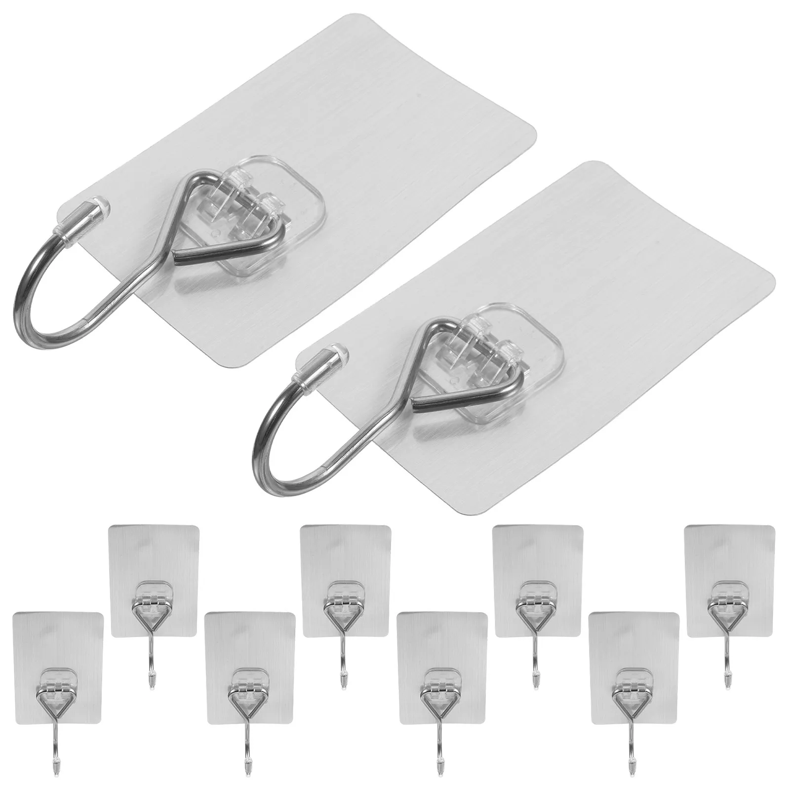 10Pcs Strong Stick on Hooks Extra Heavy Duty Large Adhesive Wall Hooks Hanging Organizer for Jackets Hats Scarves Cups Purse