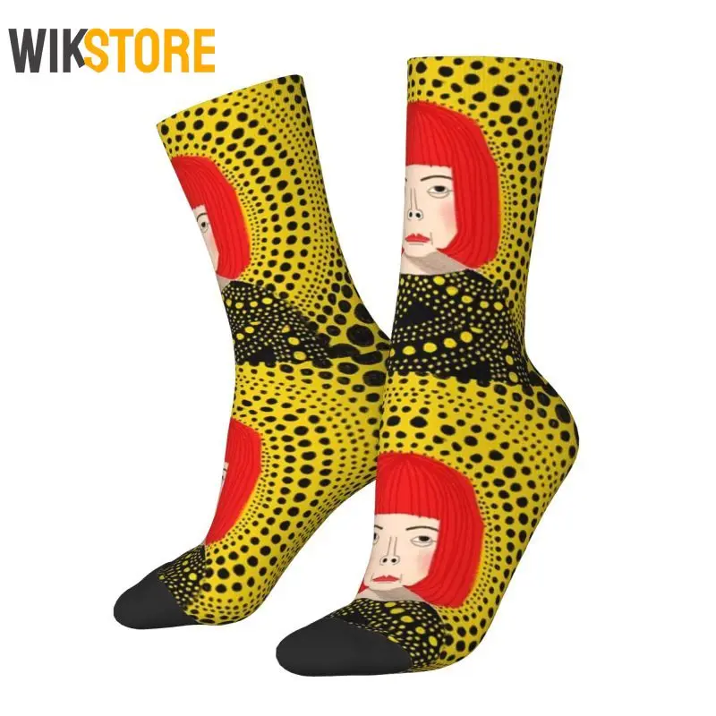 

Cute Men Women Male Yayoi Kusama Dress Socks Unisex Comfortable Abstract Art Hip Hop Happy Crew Socks Non-Slip Running Socks