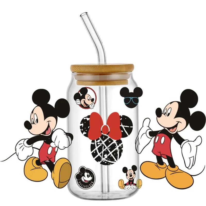 3D impermeabile UV DTF Cup Wrap Miniso Cartoon Mouse Mug adesivo di trasferimento fai da te per occhiali Libbey da 16 once