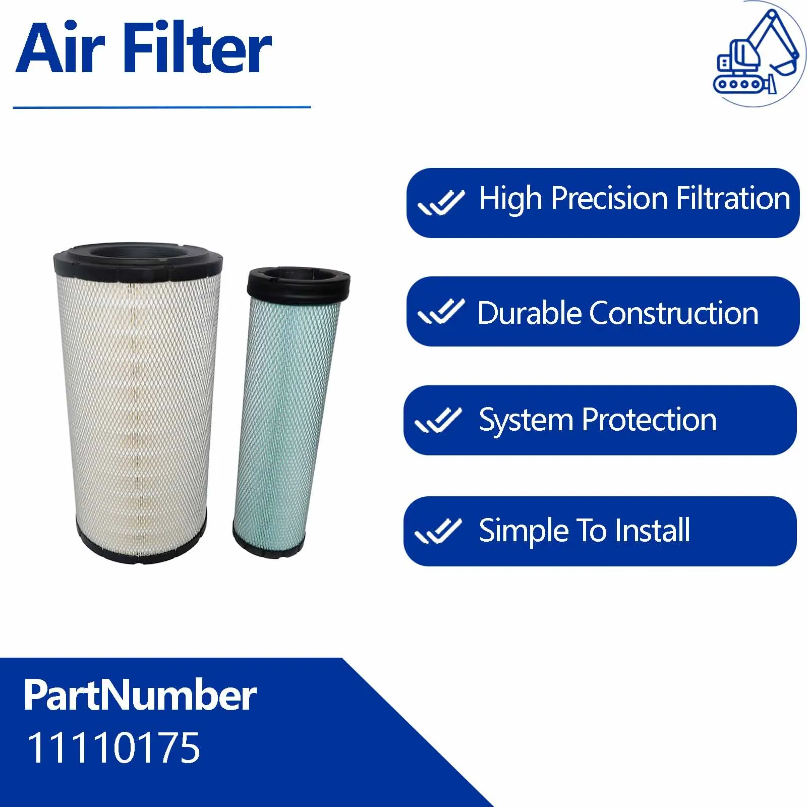 Air Filter 11110175 For Volvo EC210BLR EC210BLC EC210BLC EC210