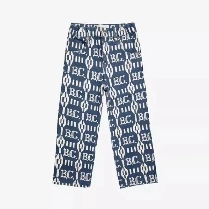 Boys and Girls Pants 2024 Autumn New Style Casual Color Block Jeans Baby Printed Sweatpants