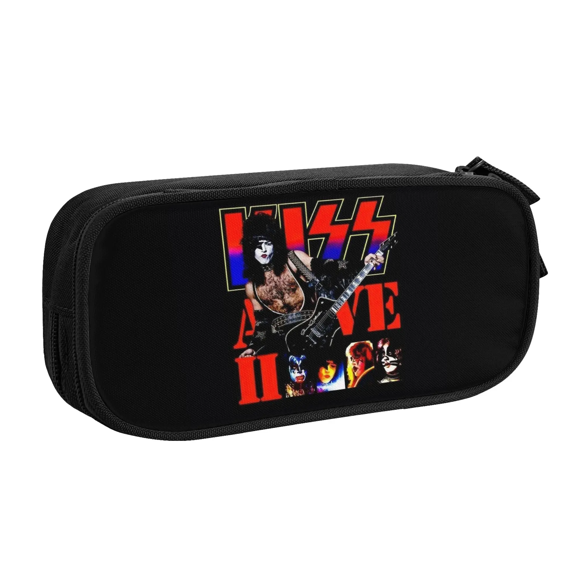 KISSs Logo  Kawaii Pencil Case Boy Girl Large Capacity Rock & Roll All Nite Party  Pencil Box Students Stationery