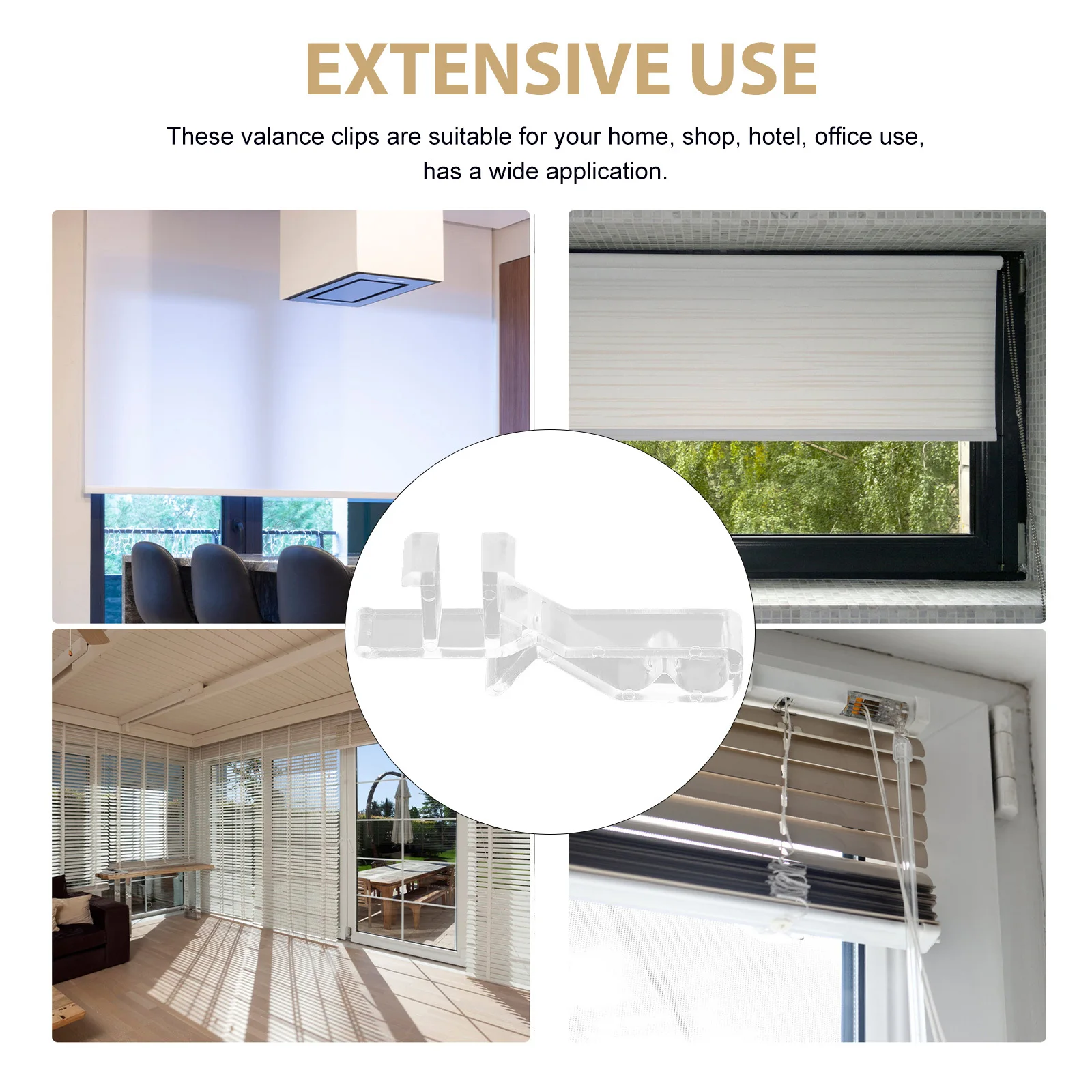 

20pcs Valance Clips For Blinds Transparent Wear-Resistant Vertical Blind Replacement Parts Hidden Fixers Curtain Accessories